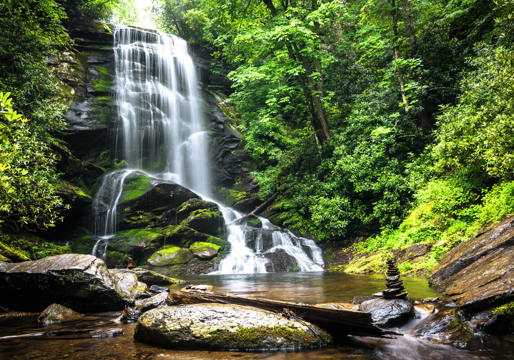 waterfall image in woods